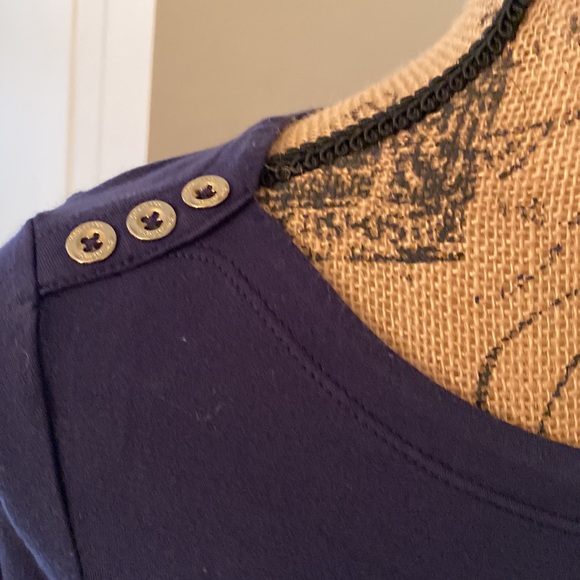 Lily Pulitzer navy blue dress with button detail on shoulders and 3/4 sleeve - Picture 2 of 5